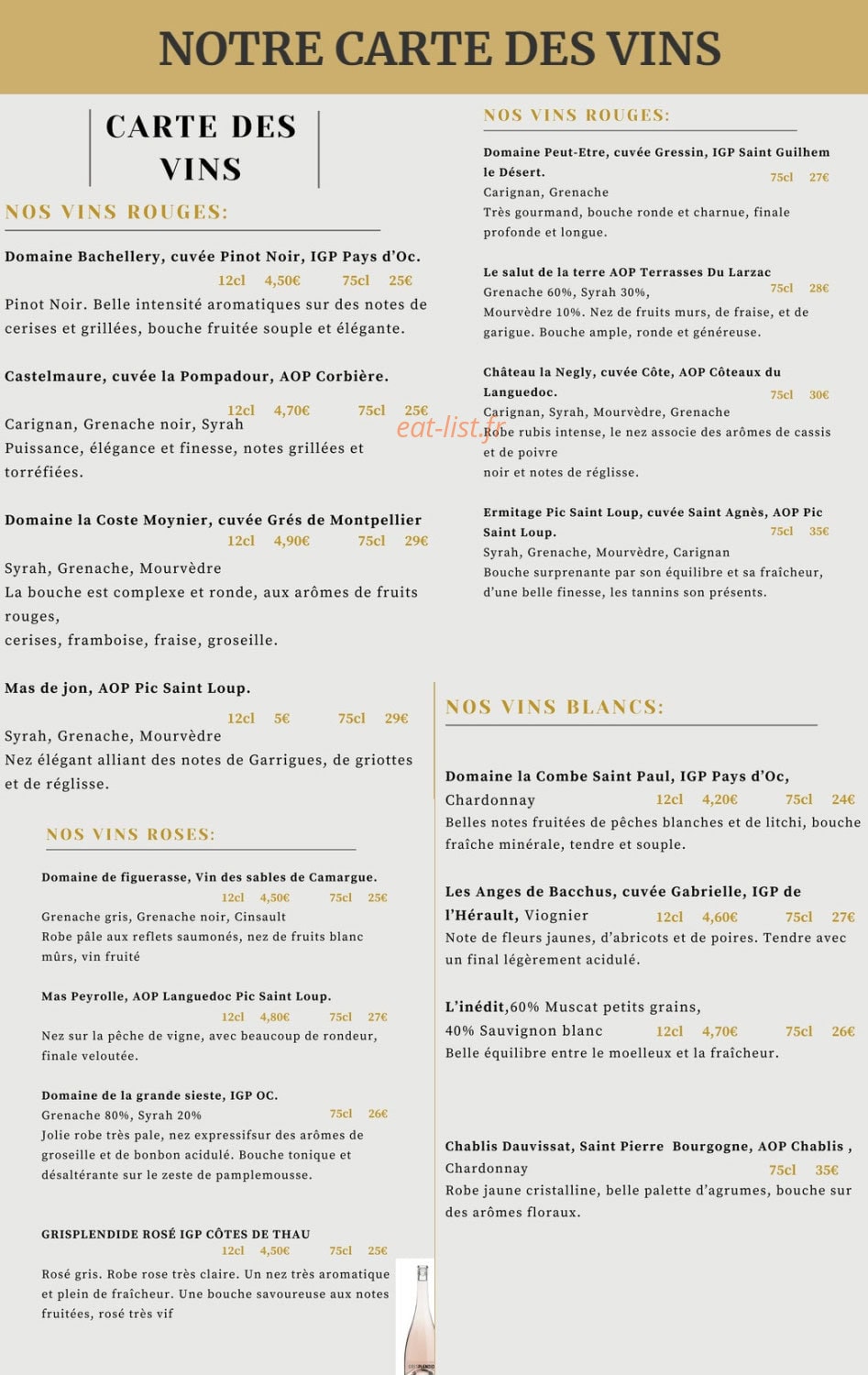 Le Comptoir — carte page 8