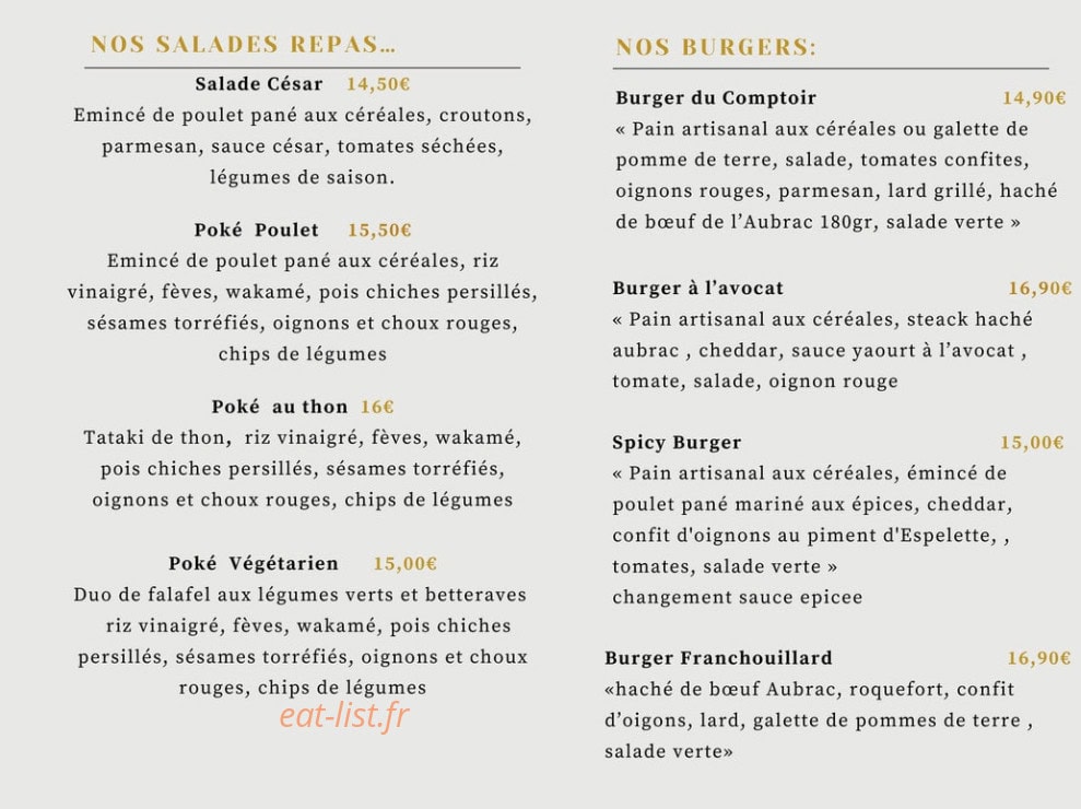 Le Comptoir — carte page 2