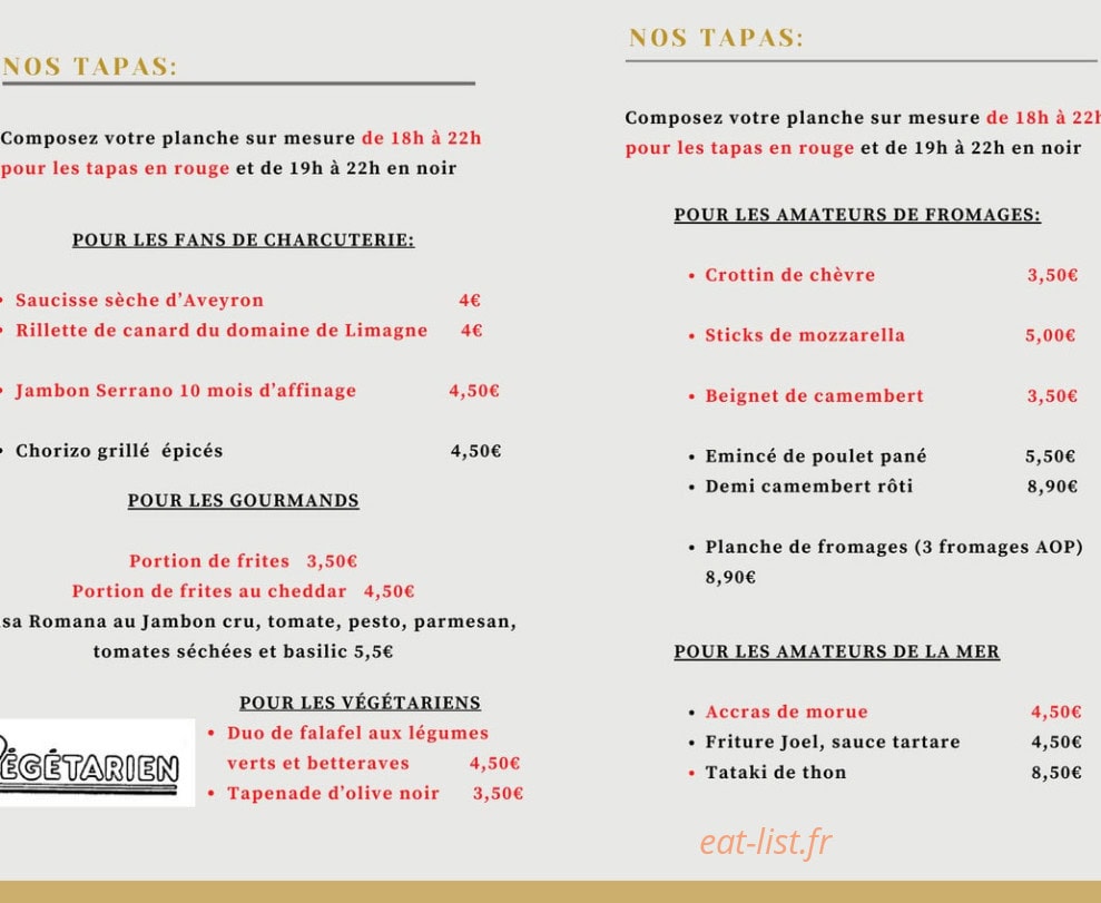 Le Comptoir — carte page 5