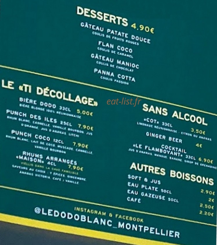 Le Dodo Blanc Montpellier — carte page 3