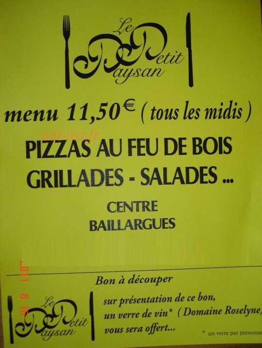 Le Petit Paysan — carte page 1