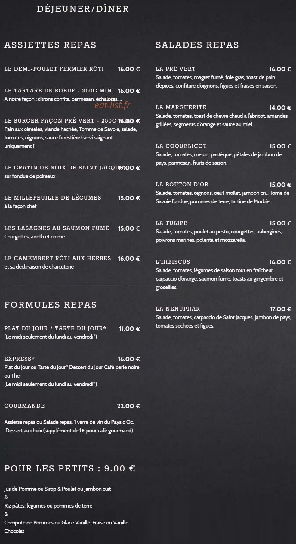 Le Pré Vert — carte page 1
