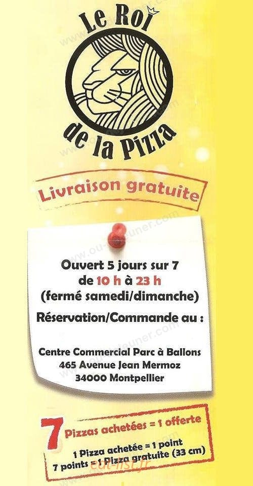 Le Roi De La Pizza — carte page 1