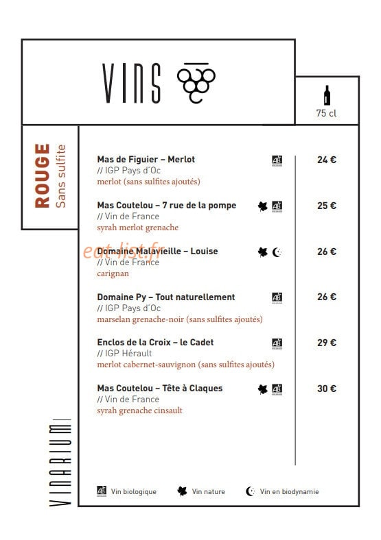 Le vinarium — carte page 8