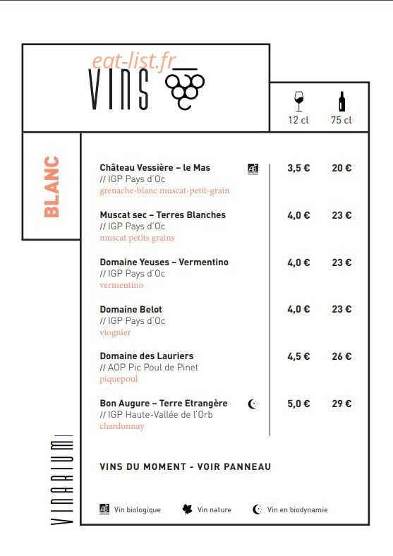 Le vinarium — carte page 9