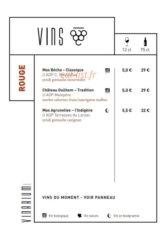 Le vinarium — carte page 6