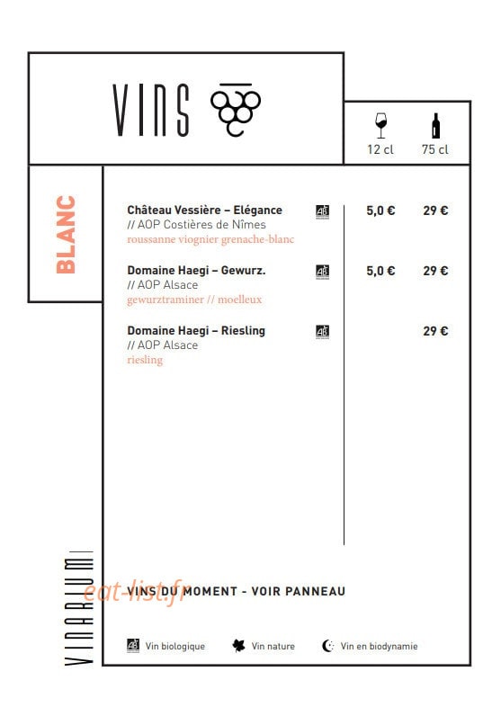 Le vinarium — carte page 10