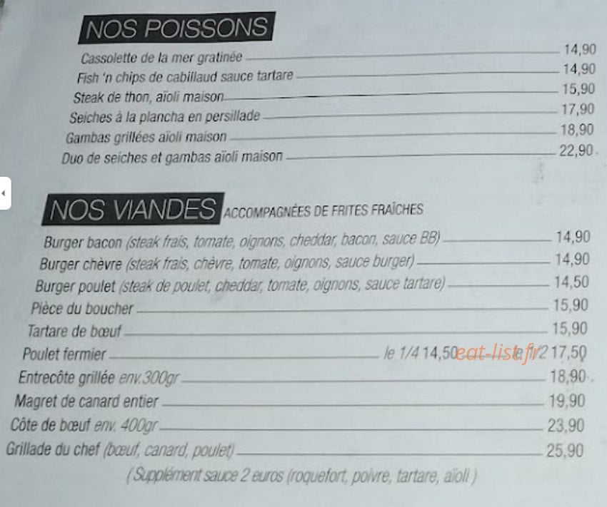 Le Yam's — carte page 2