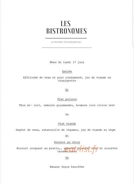 Les Bistronomes — carte page 1