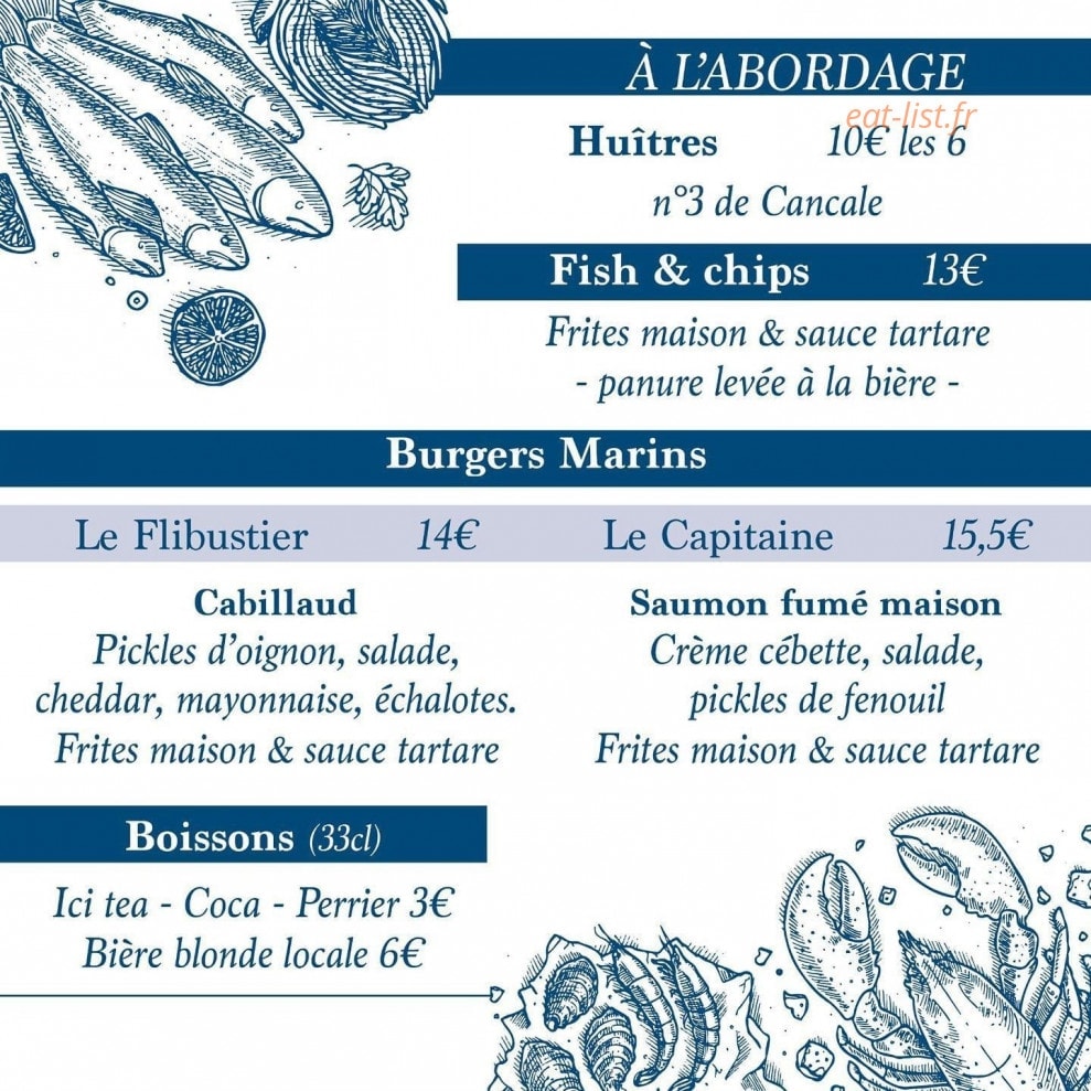 Carte et menu de Les gars de la marine à Montpellier — Les plats à la carte