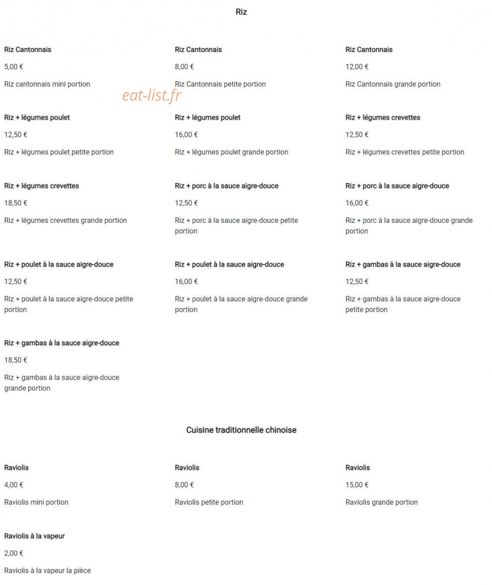 Les Saveurs Chinoises — carte page 2