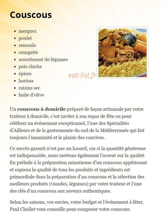 Les Spécialités d'ailleurs — carte page 7