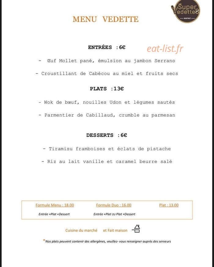 Les Super Vedettes — carte page 1