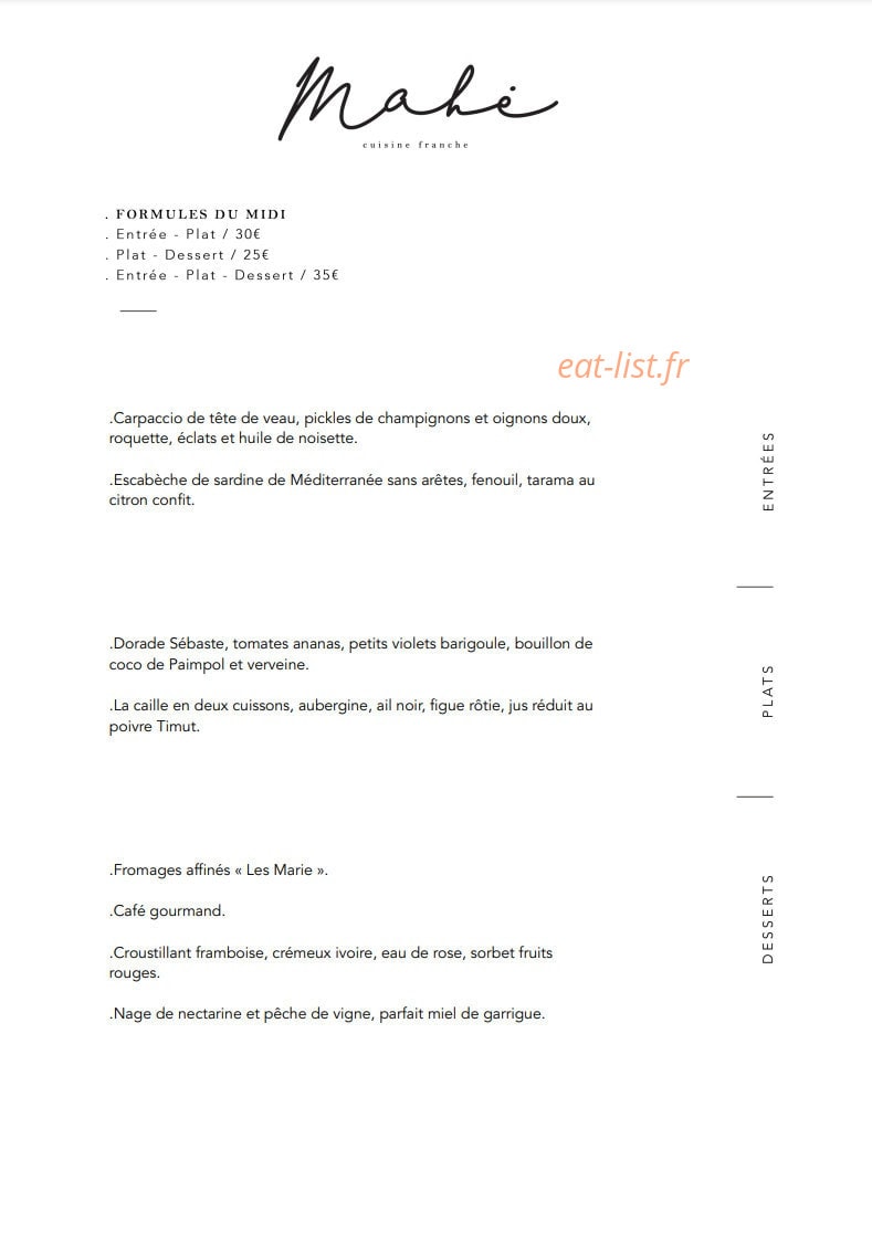 Mahé — carte page 1