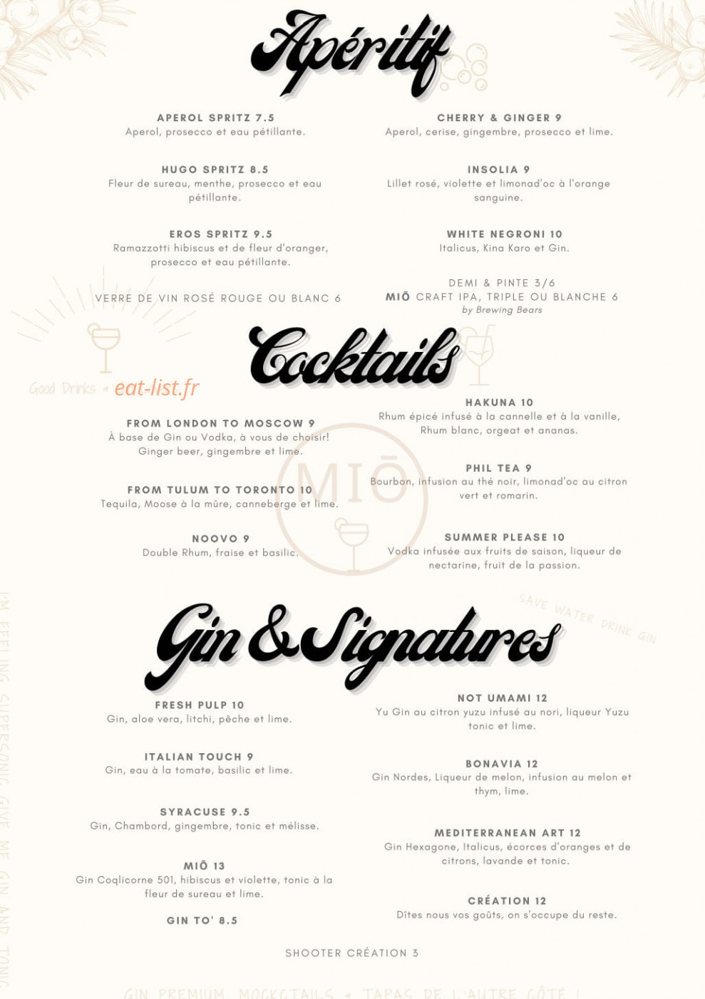 Miō — carte page 1