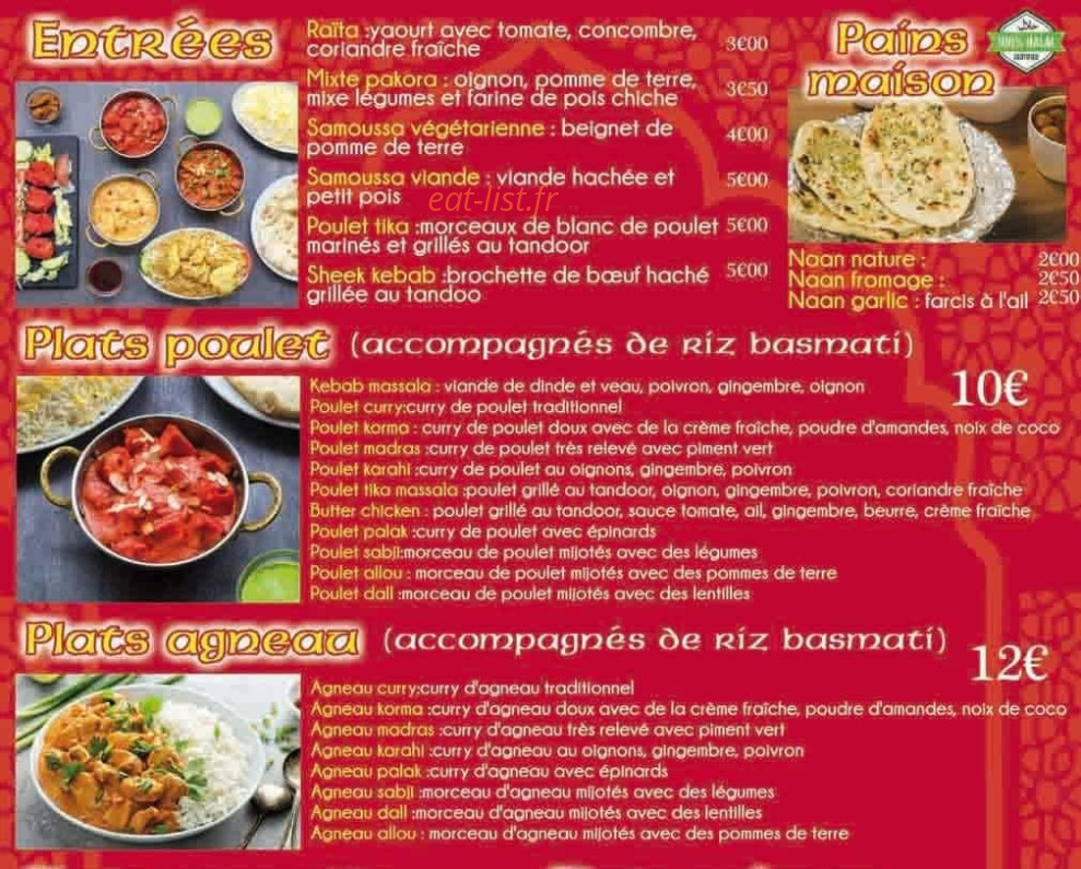 Naan House — carte page 1