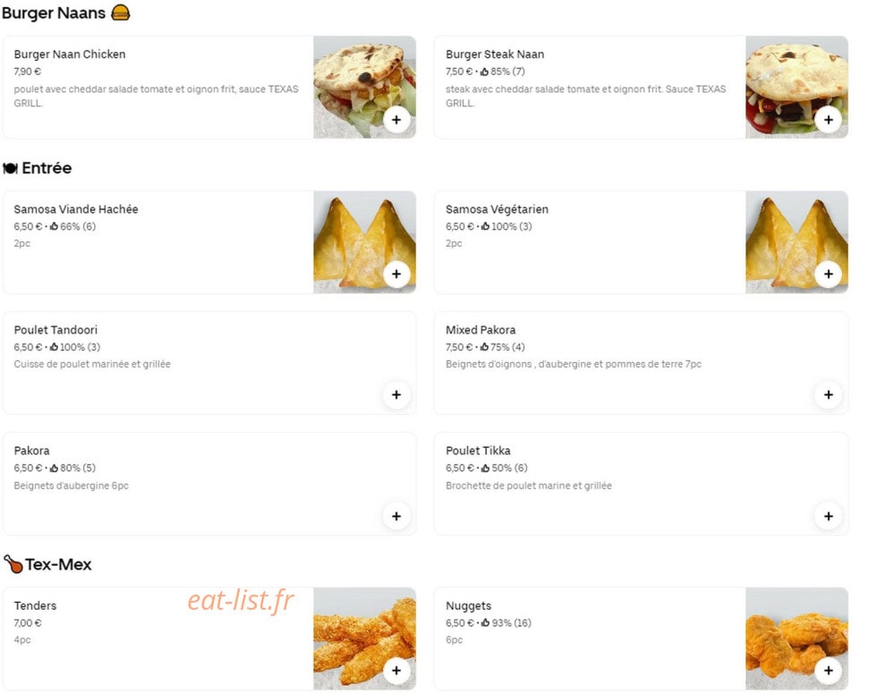 Naan Tikka — carte page 1