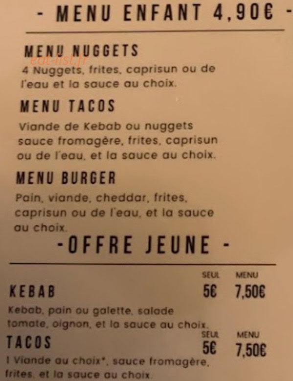 Nabab Kebab — carte page 2