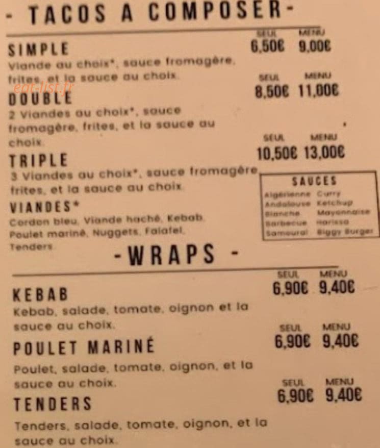 Nabab Kebab — carte page 3