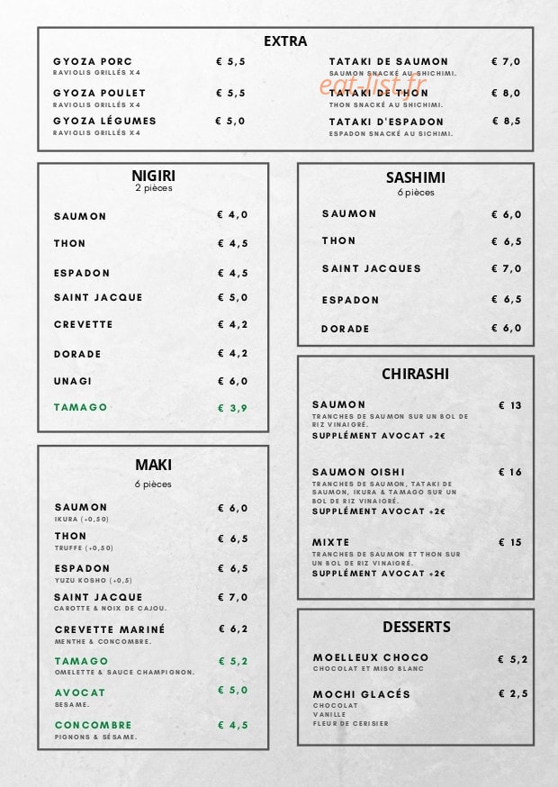 Namazu sushi — carte page 4