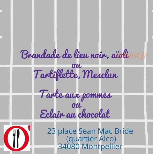 O'Bistrot — carte page 1