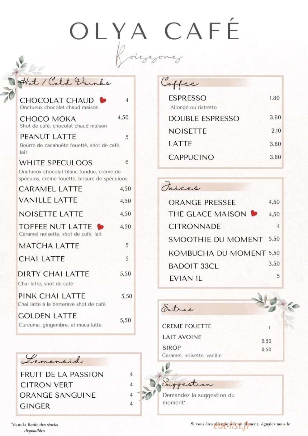Olya Café — carte page 3