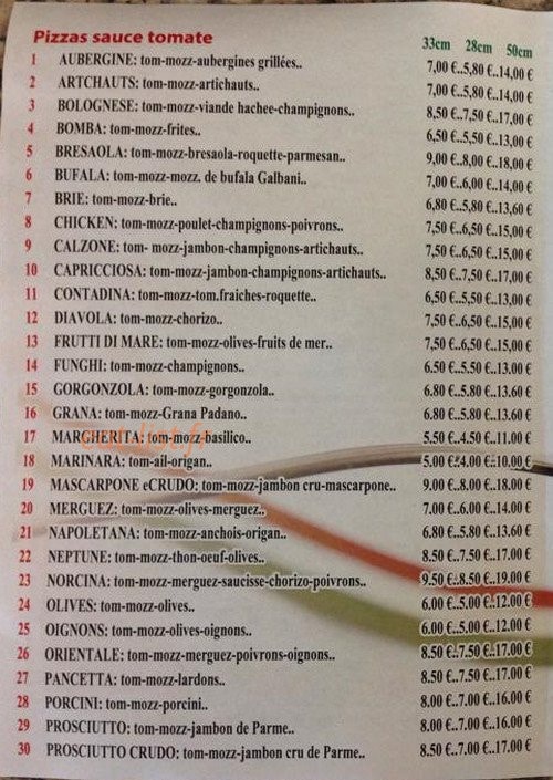 Parma pizza — carte page 2
