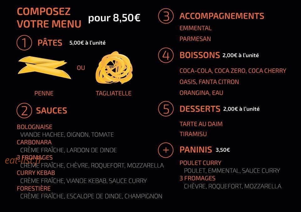 Pasta by Night — carte page 1