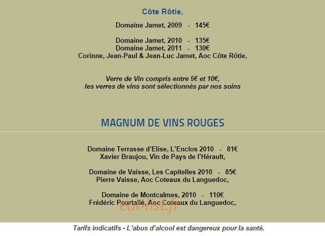 Pastis Restaurant — carte page 8