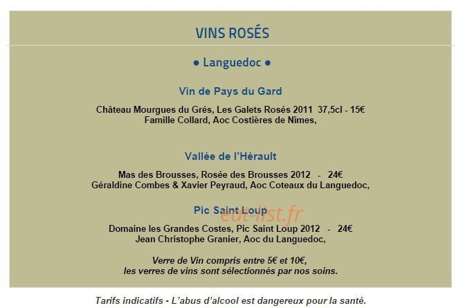 Pastis Restaurant — carte page 4