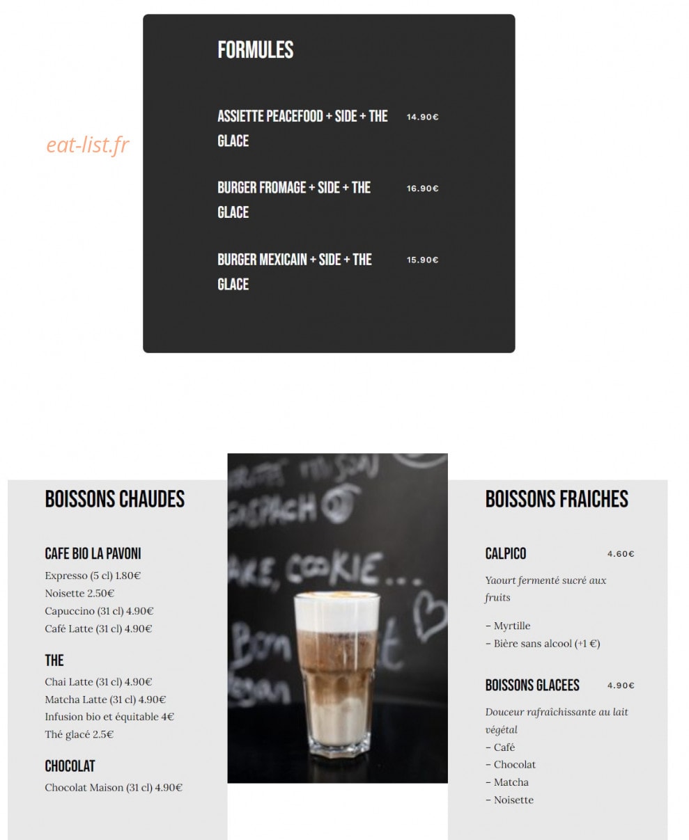 Peacefood — carte page 1