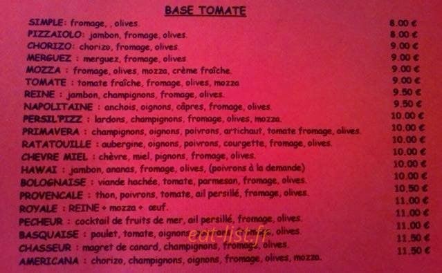 Persil' Pizz le chalet — carte page 1