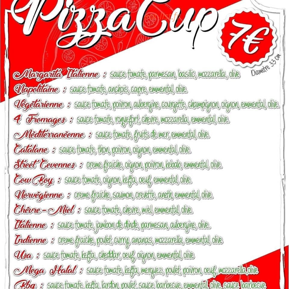 Pizza cup Cévennes — carte page 1