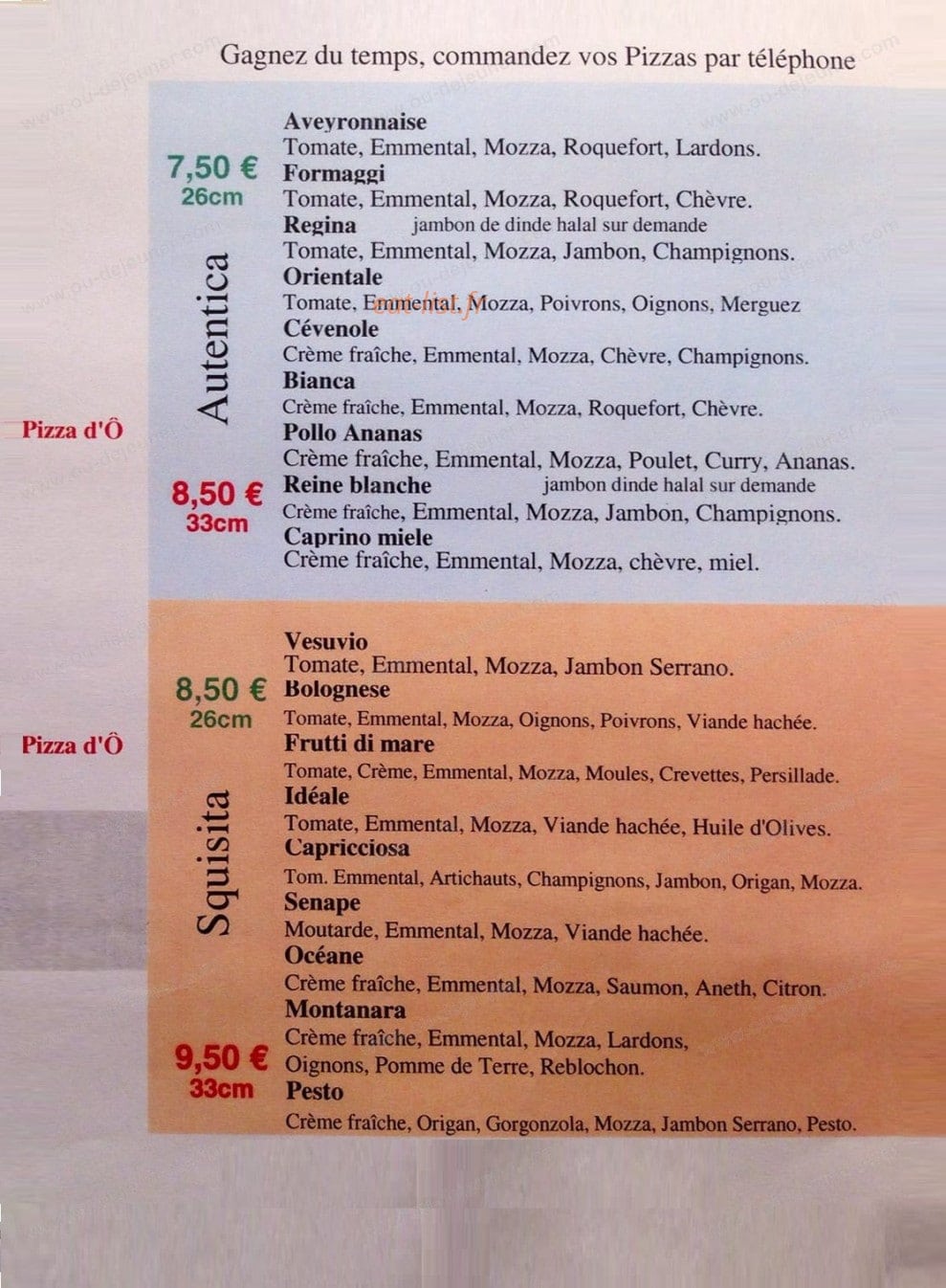 Pizza d'Ô — carte page 2