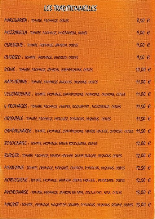 Pizza du jour — carte page 2