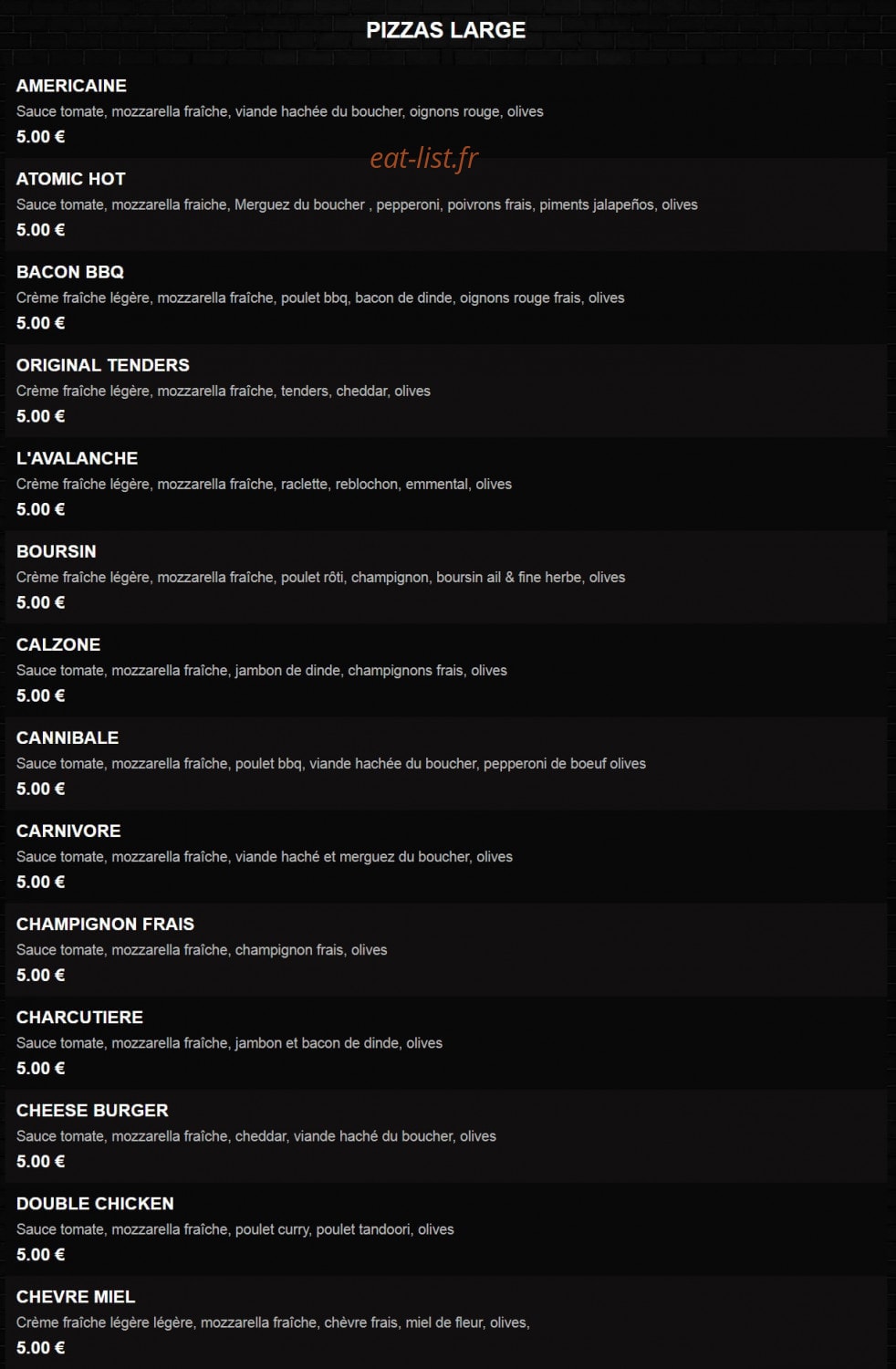Pizza King — carte page 2