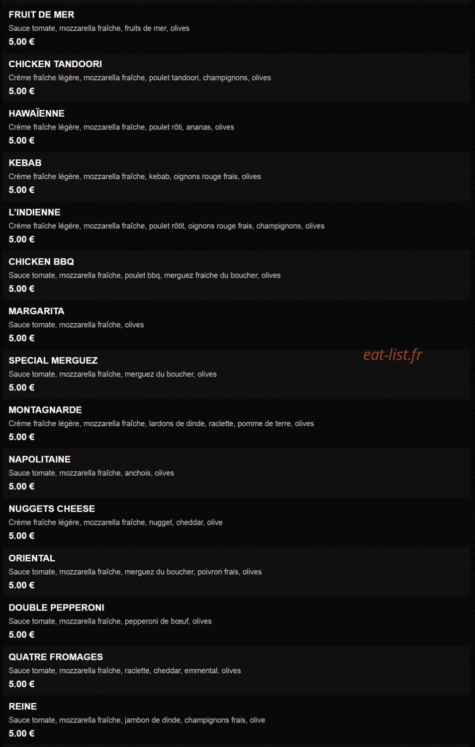 Pizza King — carte page 3