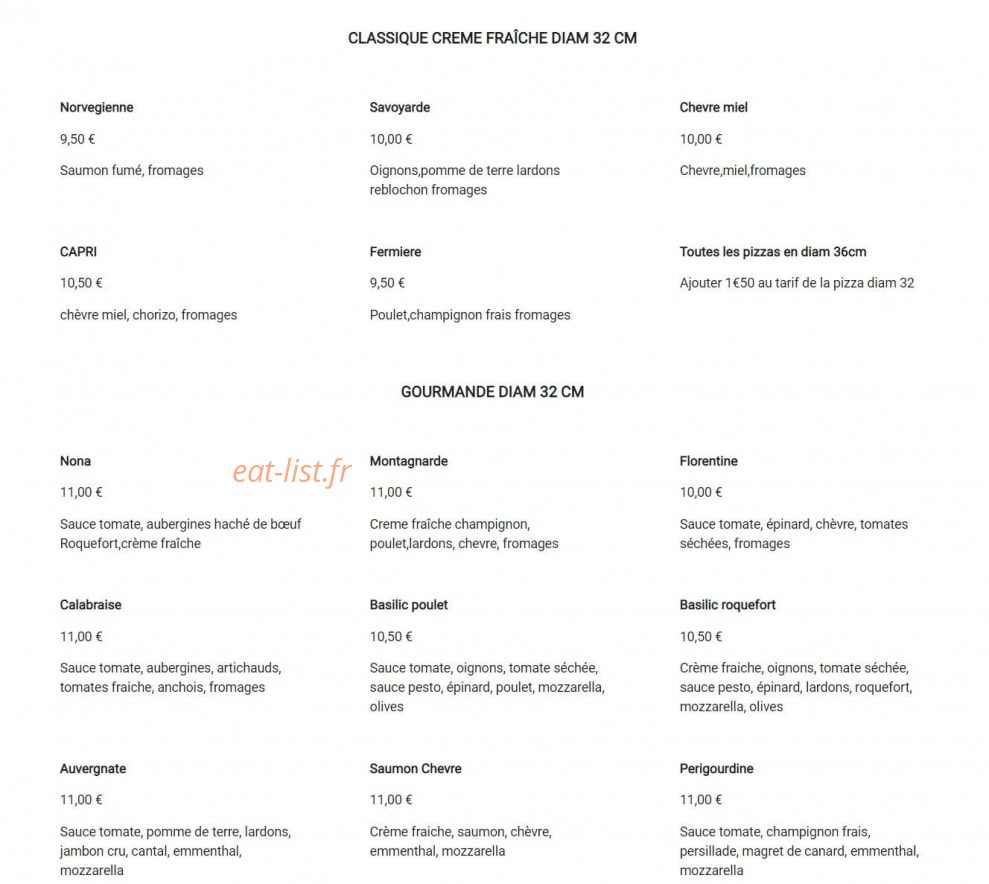 pizza nona — carte page 2
