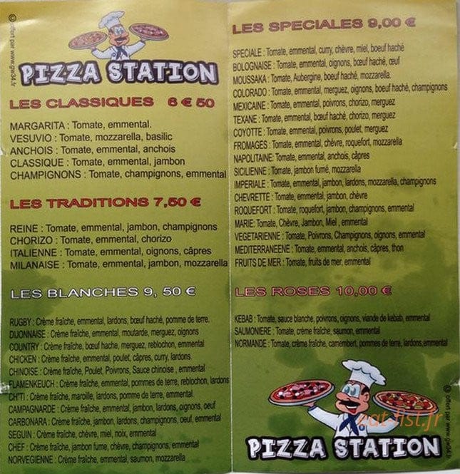 Pizza Station — carte page 1