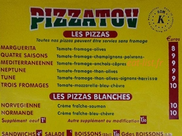 Pizza Tov — carte page 2