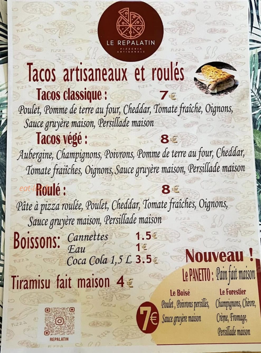 Pizzeria le Repalatin — carte page 2
