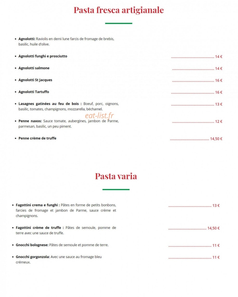 Pizzeria Sicilia — carte page 3