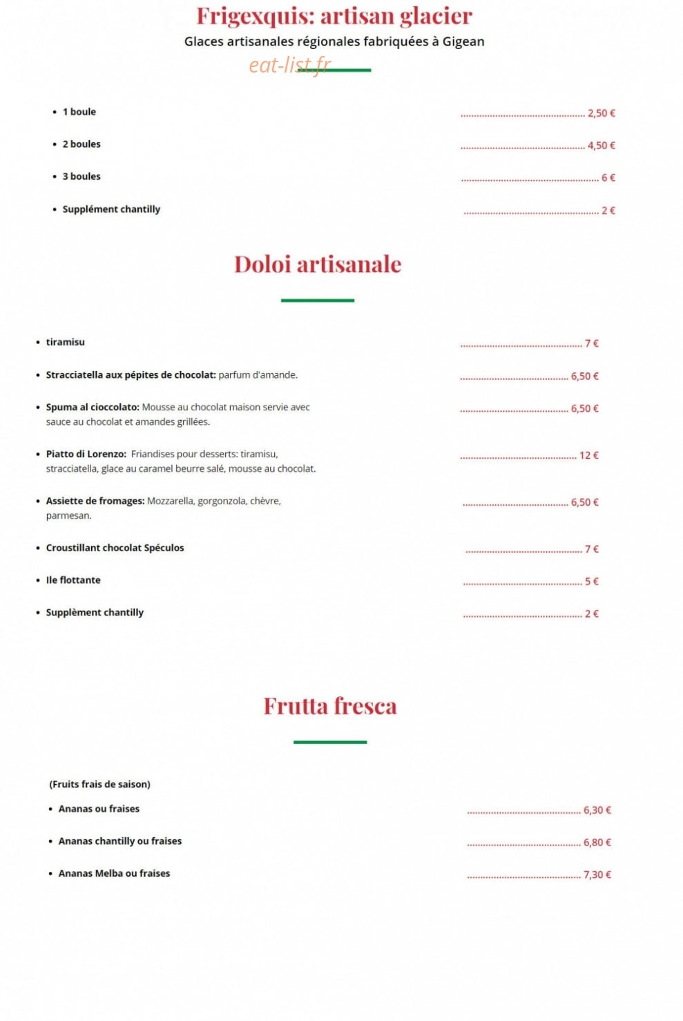 Pizzeria Sicilia — carte page 6