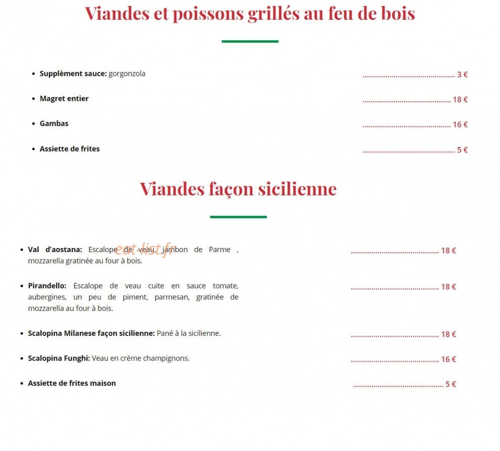 Pizzeria Sicilia — carte page 4