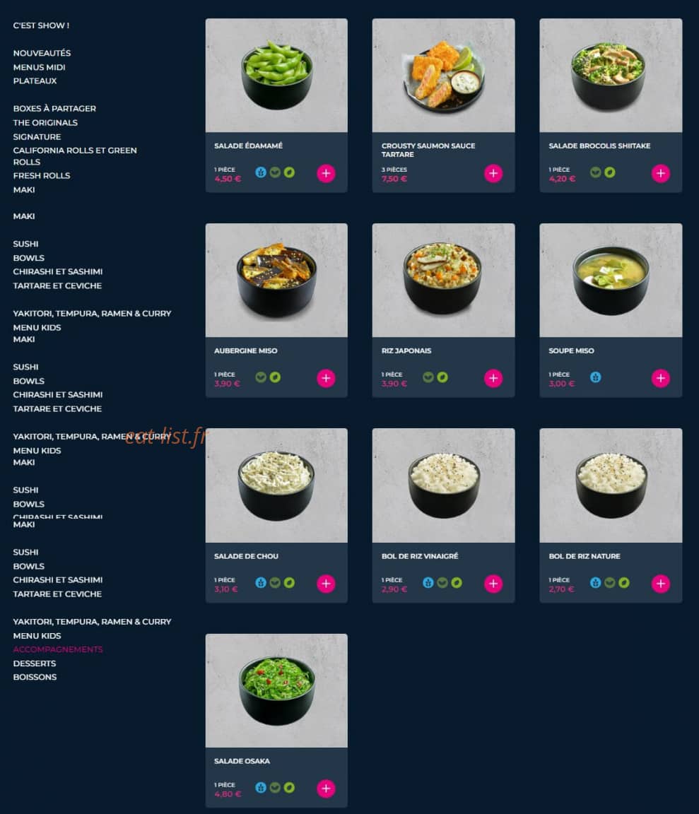 Planet Sushi — carte page 16