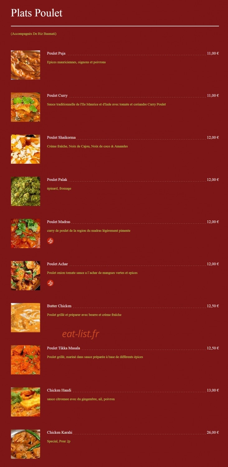 Puja — carte page 1