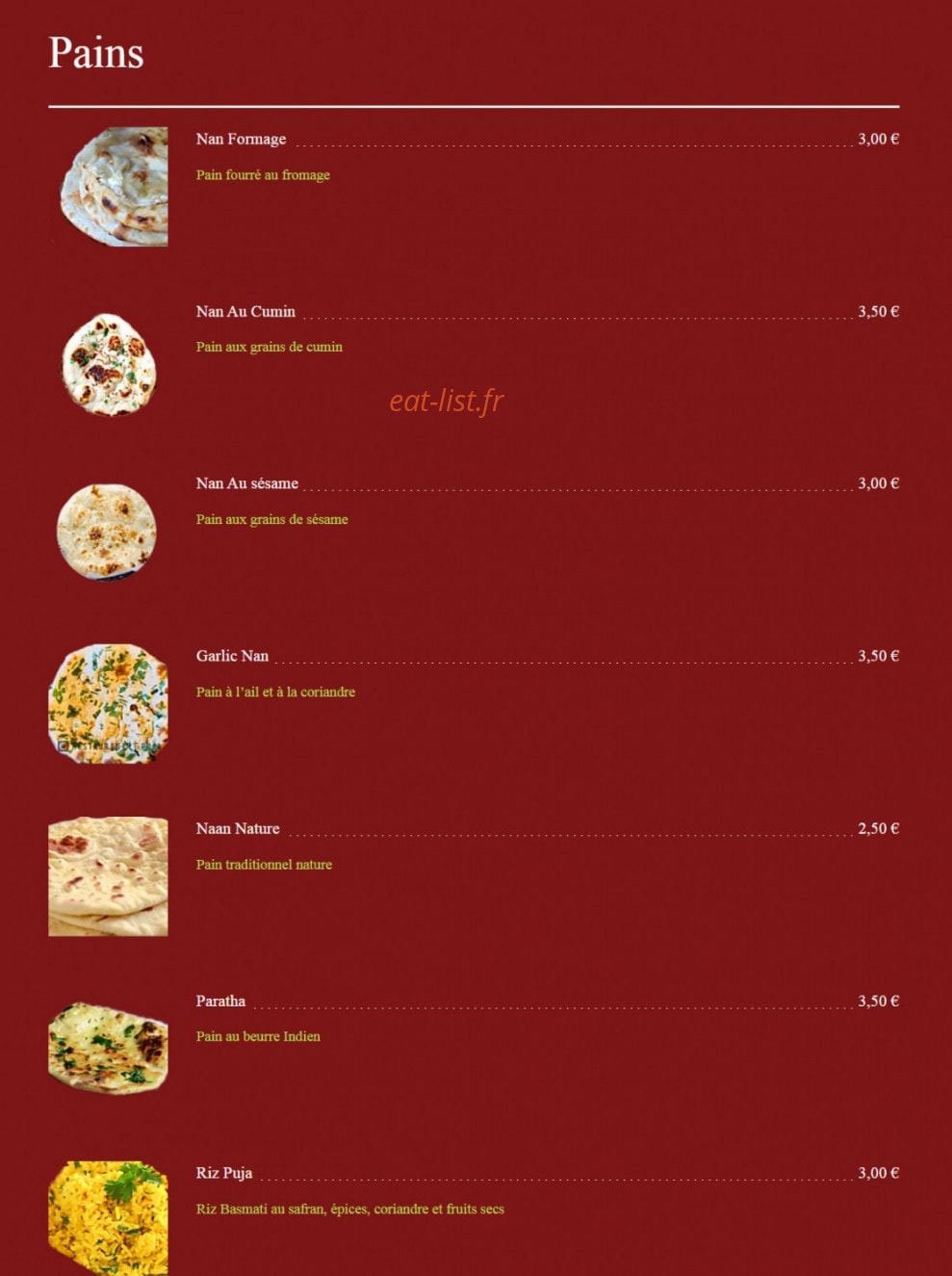 Puja — carte page 18