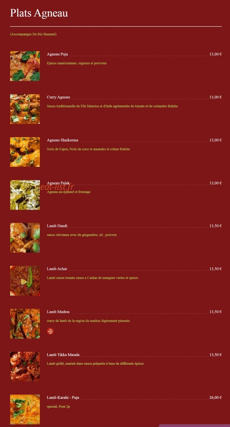 Puja — carte page 7
