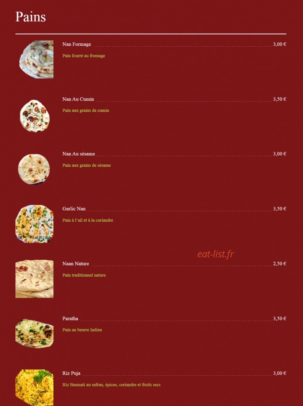Puja — carte page 17