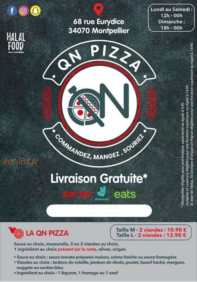 QN Pizza — carte page 1
